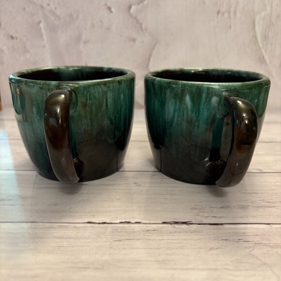 Blue Mountain Mug Set w/ Handle Drip Glaze Redware Mid Century (SKU: 212MI) - Picture 6 of 12